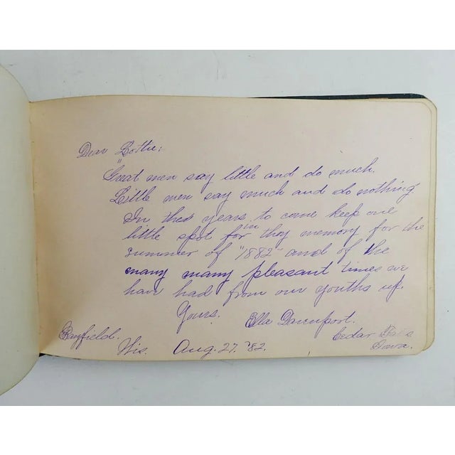 Teal Antique 1878 Aesthetic Movement Autograph Album Book For Sale - Image 8 of 12