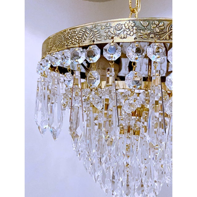 Traditional Vintage 1960s Italian Brass Upside Down Layered Cake Chandelier For Sale - Image 3 of 6