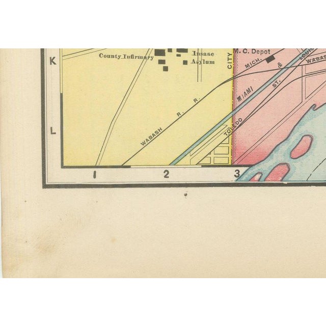 Paper Antique Map of Toledo, Ohio with Maumee Bay by Ran McNally, 1899 For Sale - Image 7 of 11