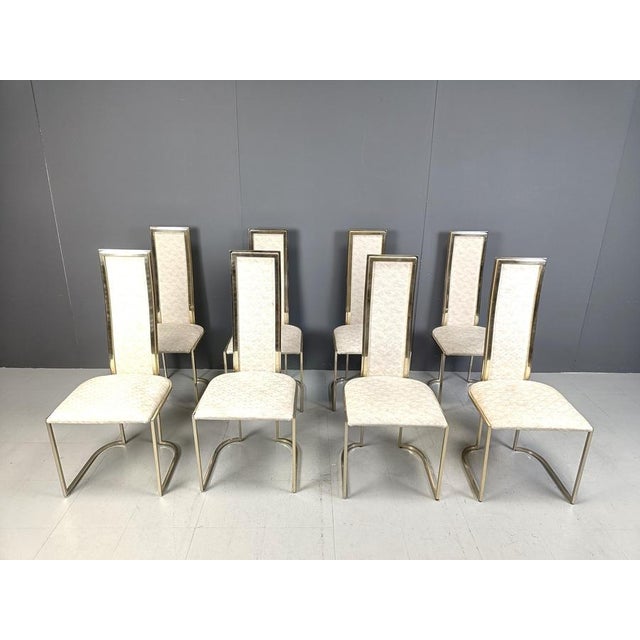 Hollywood Regency Vintage Dining Chairs attributed to Belgochrom, 1970s, Set of 8 For Sale - Image 3 of 13