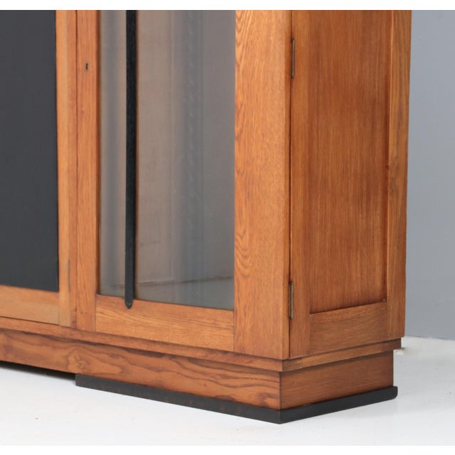Art Deco Modernist Oak Three-Door Bookcase, 1920s For Sale - Image 9 of 10