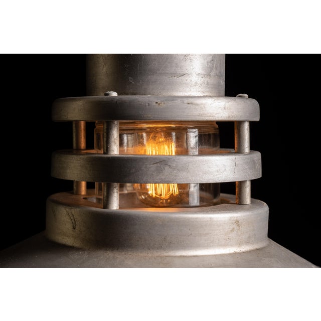 Mid 20th Century Vintage Atomic Age Industrial Wall Lamp With Glass Shade For Sale - Image 5 of 6