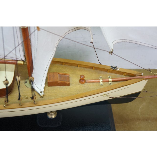 Wood Vintage Nautical Maritime 1920s-1940s Yacht Boat Sailboat Model 36" For Sale - Image 7 of 18