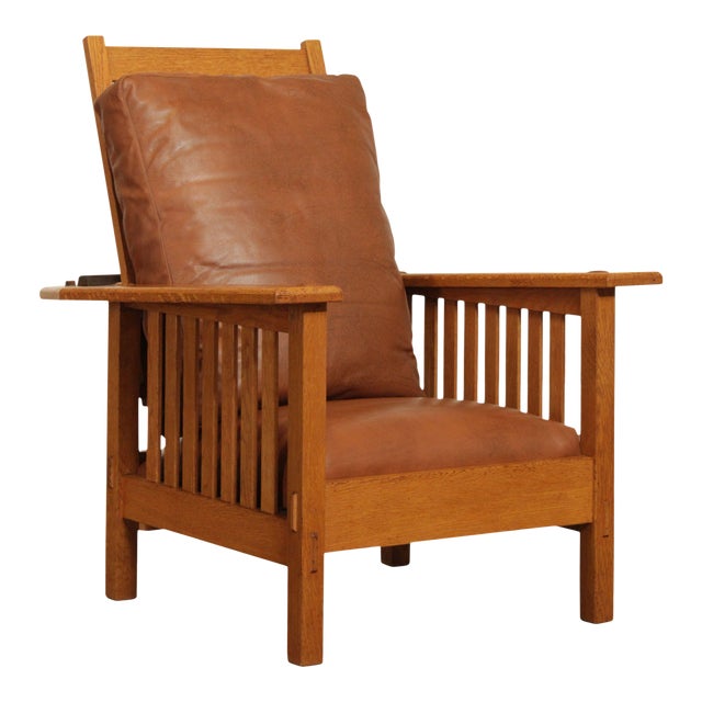 Mission Style Custom Quality Oak Spindle Morris Chair Chairish