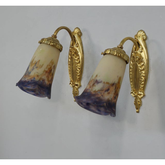 Art Deco French Art Deco Wall Sconces by Muller Freres & Cherrier Et Besnus 1920s France - A Pair For Sale - Image 3 of 10