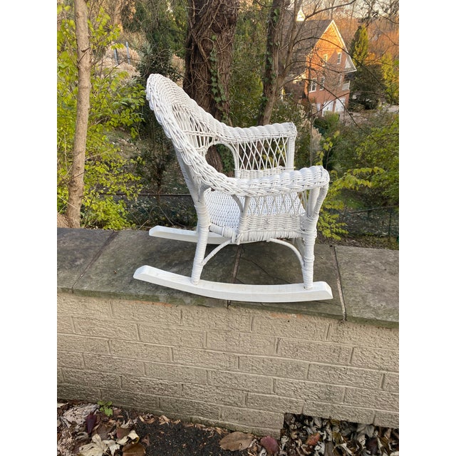 Child’s Vintage White Wicker Rocking Chair Chairish