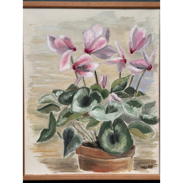 Ada, Still Life with Pink Flowers, 1986, Oil on Canvas, Framed For Sale - Image 4 of 18