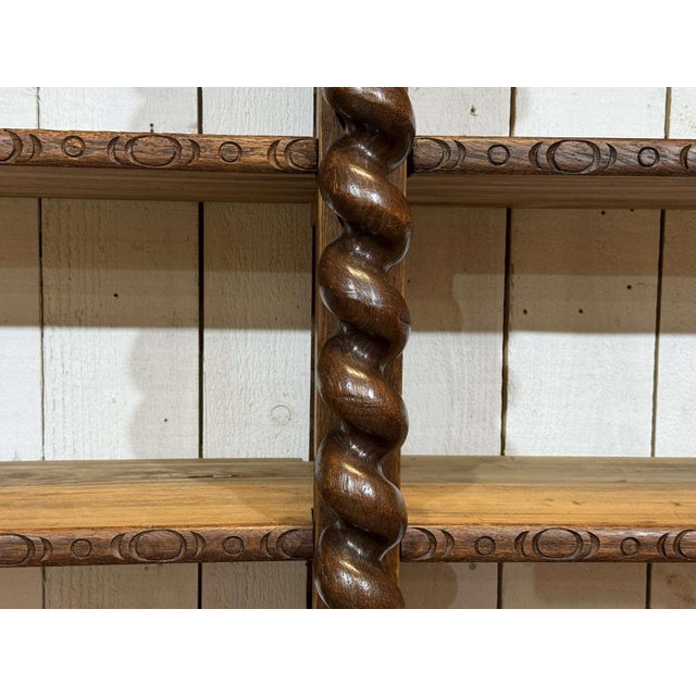Wood Antique Oak and Fir Wood-Paneled Bookcase, 1900s For Sale - Image 7 of 18