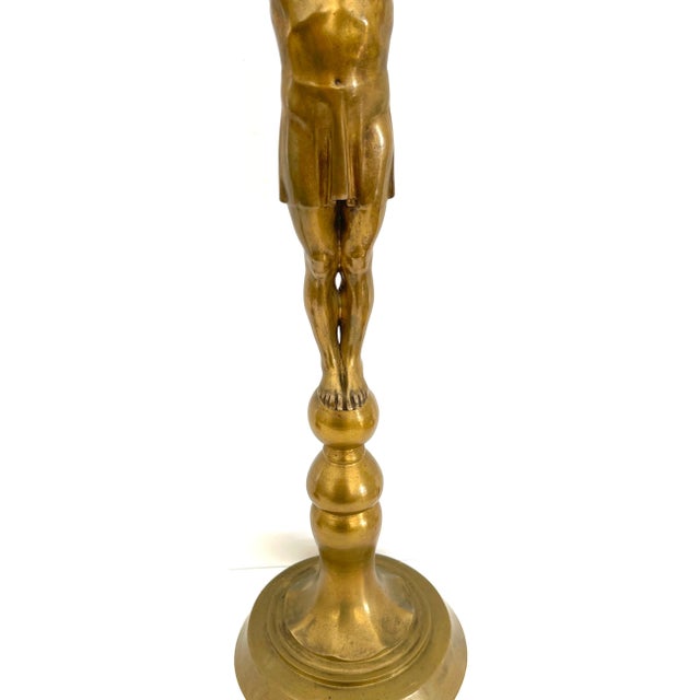 Hans Harry Liebmann, Pair Art Deco Bronze Draped Male Greco-Roman Candelabra For Sale - Image 13 of 18