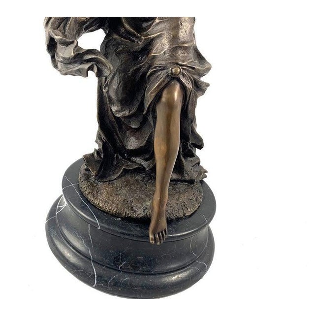 Black 20th Century Bronze Figure of a Female Dancer with Tambourine For Sale - Image 8 of 9