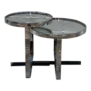 Vintage Chrome Mirrored Side Tables After Minotti - Set of 2