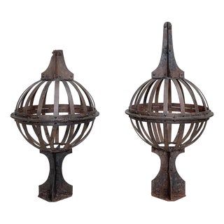 Riveted Metal Lightning Rods, Set of 2 For Sale
