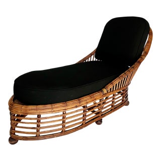 Art Deco Ypsilanti Furniture Stick Reed Rattan Chaise Lounge Chair For Sale