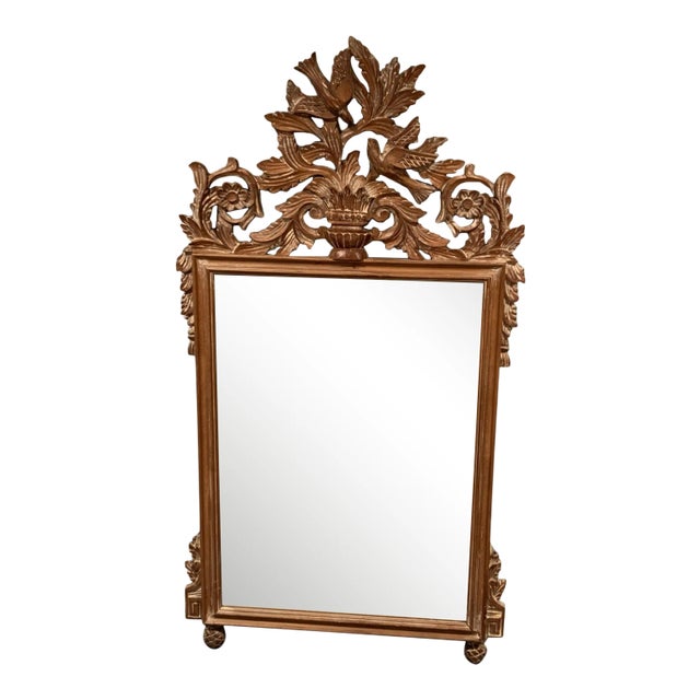 Carved Wood Mirror With Beveled Glass For Sale