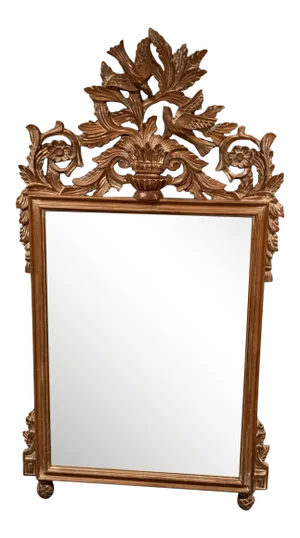 Carved Wood Mirror With Beveled Glass
