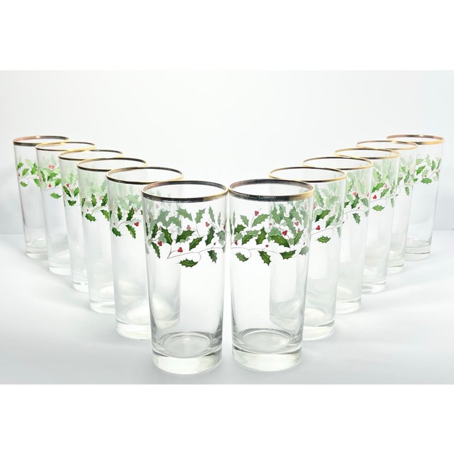 Contemporary Lenox “Holiday” Set of 12 Tumbler Highball Glasses For Sale - Image 3 of 5