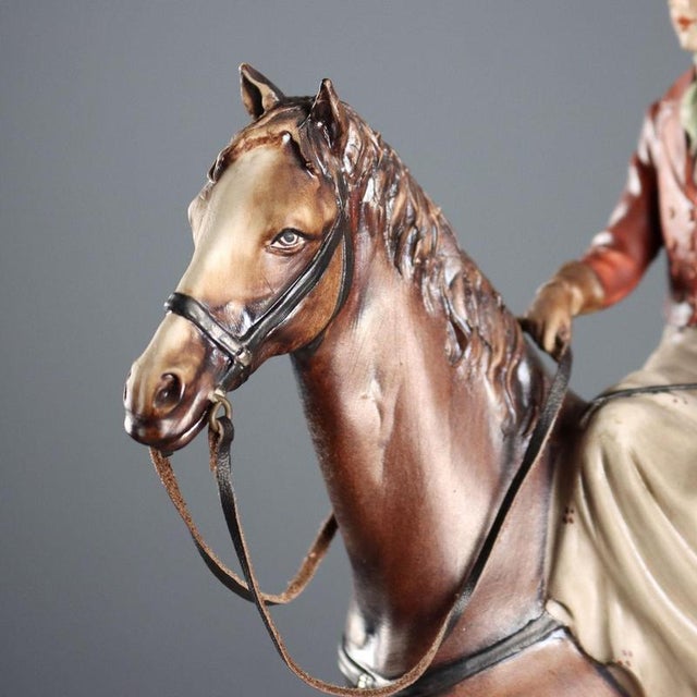 Young Woman on Horseback in Ceramic by Zani for Capodimonte For Sale - Image 4 of 9