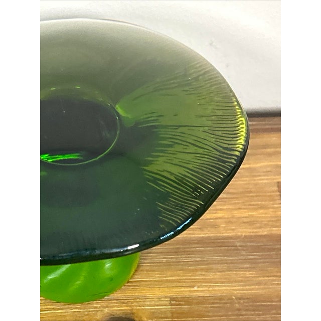Mid-Century Modern "Jumbo" Size Large Viking Glass MCM Olive Green Glass Mushroom 5 3/4" Cap Partial Sticker For Sale - Image 3 of 6