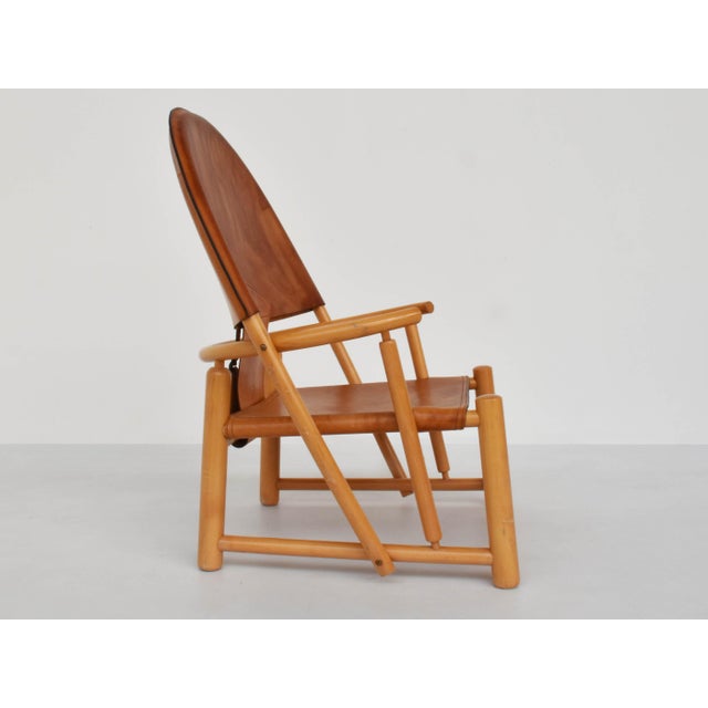 Set of Large Hoop G23 Armchairs in Cognac Leather by Piero Palanghe & Wherter Toffoloni for Germa, Italy, 1972 For Sale - Image 4 of 10