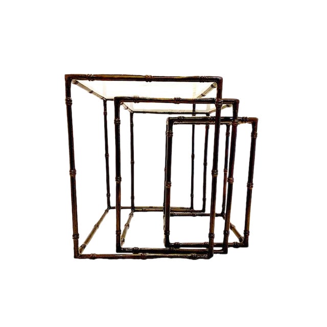 Mid-Century Modern Faux Bamboo Nesting Tables - Set of 3 For Sale