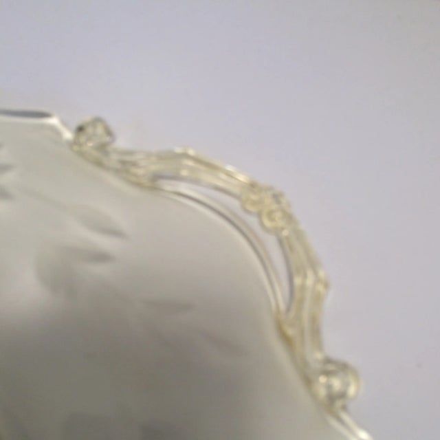 Glass Yellow Floral Etched Lancaster Platter 1930's For Sale - Image 7 of 12