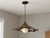Ruffle Brass Pendant Light, Wavy Kitchen Island Lamp With Alabaster Globe For Sale - Image 4 of 15