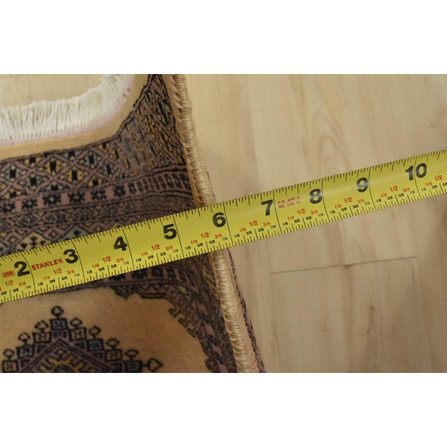 Bokhara Jaldar Rug 3’1” X 4’9” Beige Wool Tribal Hand-Knotted Oriental Carpet For Sale - Image 9 of 11