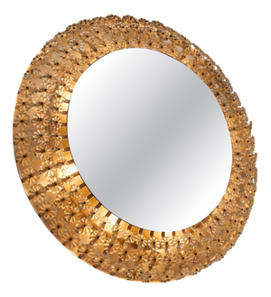 Mid-Century Illuminated Mirror in Pressed Glass with Floral Frame, 1950s