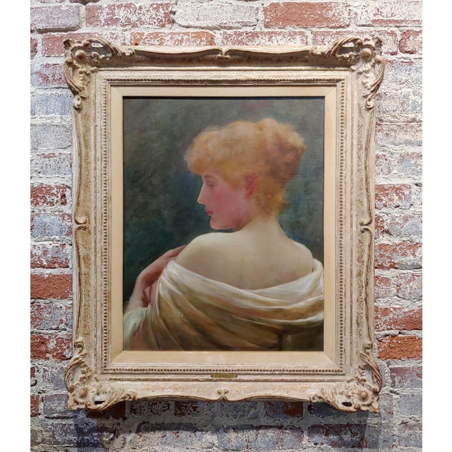 Frank Markham Skipworth Portrait of a Young Red Headed Woman -Oil Painting-C1900s For Sale - Image 13 of 13