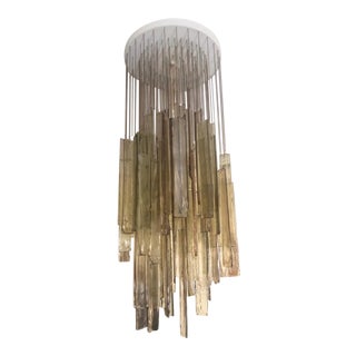 1970s Mazzega Light Brown Murano Glass Cascading Chandelier For Sale