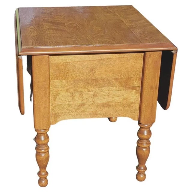 Brown Vintage Ethan Allen Colonial Tiger Maple Drop Leaf Side Table, Circa 1960s For Sale - Image 8 of 10