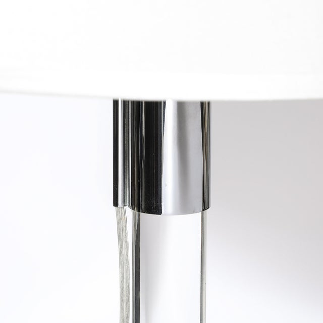Mid-Century Modernist Floor Lamp in Lucite & Polished Nickel Attributed to Hansen For Sale - Image 13 of 18