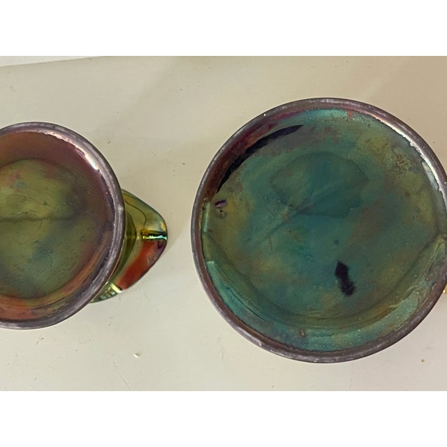 Art Nouveau Austrian Art Nouveau Loetz Irridescent Porcelain Creamer & Sugar Bowl For Sale - Image 3 of 4