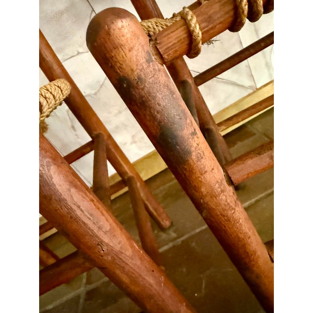Antique Primitive Ladderback Roped Seat Folk Art, Farm Chair, Early 1900s For Sale In San Antonio - Image 6 of 12