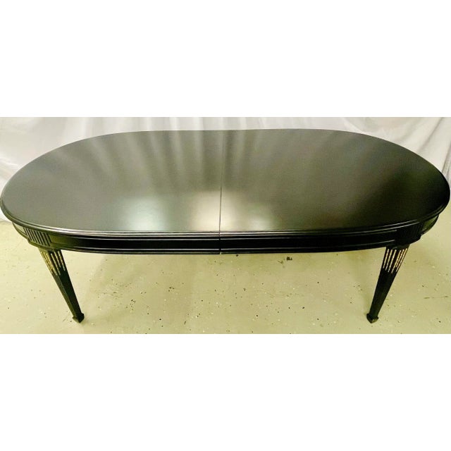 Maison Jansen Louis XVI Dining Table, Conference, Ebony, Bronze, French 1930s For Sale - Image 9 of 12