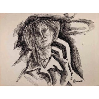 Dominique Agnello, Portrait of a Woman, Original Drawing, Mid-20th-Century For Sale