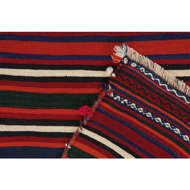 Textile 1950s Vintage Persian Kilim With Burgundy Red and Navy Blue Stripes by Rug & Kilim For Sale - Image 7 of 7