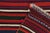 Textile 1950s Vintage Persian Kilim With Burgundy Red and Navy Blue Stripes by Rug & Kilim For Sale - Image 7 of 7