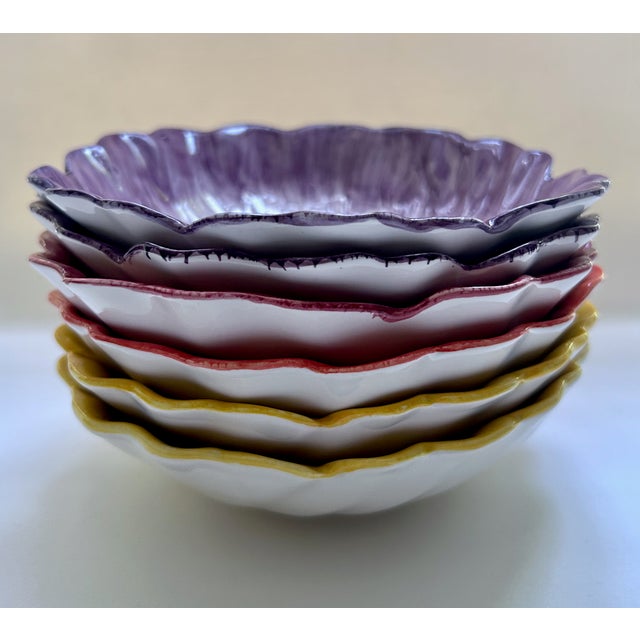 Ceramic 1980s Set of 6 Fitz & Floyd Pansy Porcelain Bowls For Sale - Image 7 of 18