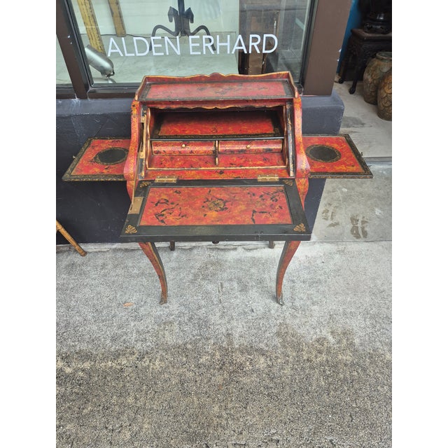 Antique French Red Leather Clad Desk For Sale In West Palm - Image 6 of 9