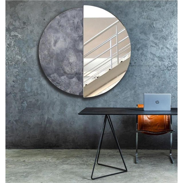Stone Silver Eclisse 900 Round Mirror by Disain1971 For Sale - Image 4 of 6