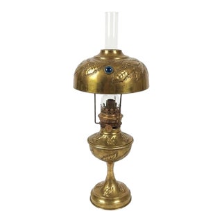 Antique German Brass Oil / Kerosene Lamp Kosmos Brenner, Not Electrified / Late 19th Century For Sale