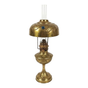Antique German Brass Oil / Kerosene Lamp Kosmos Brenner, Not Electrified / Late 19th Century
