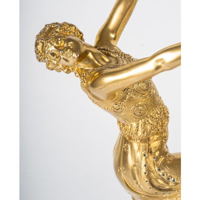 Art Nouveau Gilt Bronze Sculpture in Onyx Base attributed to Joe Descomps, 1900s For Sale - Image 6 of 10