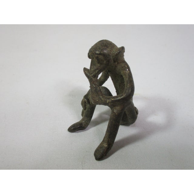 Metal Vintage African Bronze Monkey Figurines- a Pair For Sale - Image 7 of 12