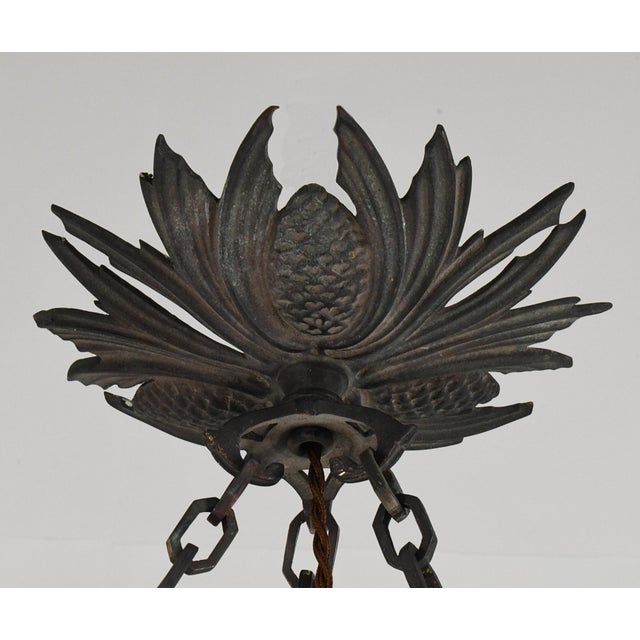French Art Deco Pendant Light by Galle - 1925 Cameo Gallé Chandelier France For Sale - Image 13 of 15