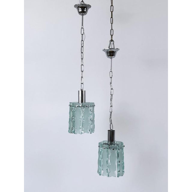 Mid-Century Modern Mid-Century Modern Pendant Lamps in Chrome and Glass from Zero Quattro, Italy, 1970s, Set of 2 For Sale - Image 3 of 18