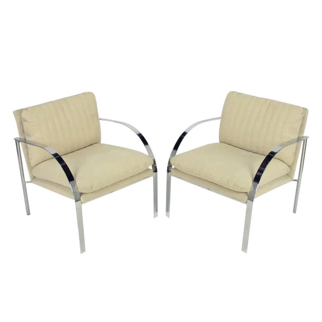 Paul Tuttle Inspired Chrome Arm Chairs - a Pair For Sale