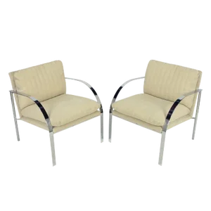 Paul Tuttle Inspired Chrome Arm Chairs - a Pair