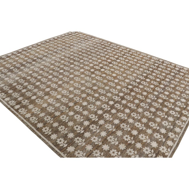 Not Yet Made - Made To Order Rug & Kilim’s Modern Block Print Runner Rug in Brown with White Floral Patterns - 3x6 For Sale - Image 5 of 7